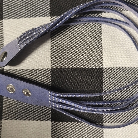 Blue studded adjustable double wrap bracelet or choker - Picture 4 of 4